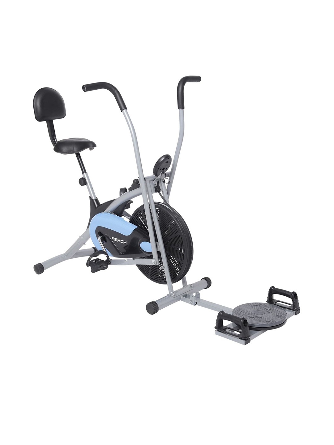 

Reach AB-110 BPT Air Bike Exercise Cycle For Home Gym With Push-up Bar & Twister, Black