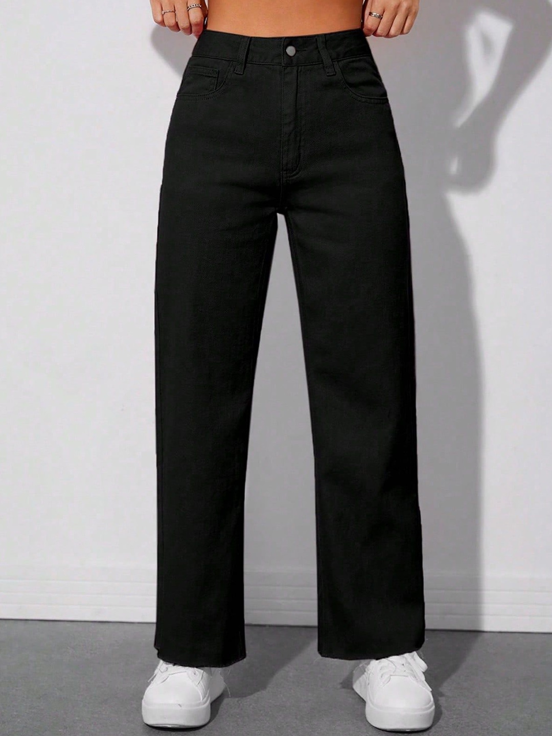 

Shrutika Women Straight Fit High-Rise Stretchable Jeans, Black