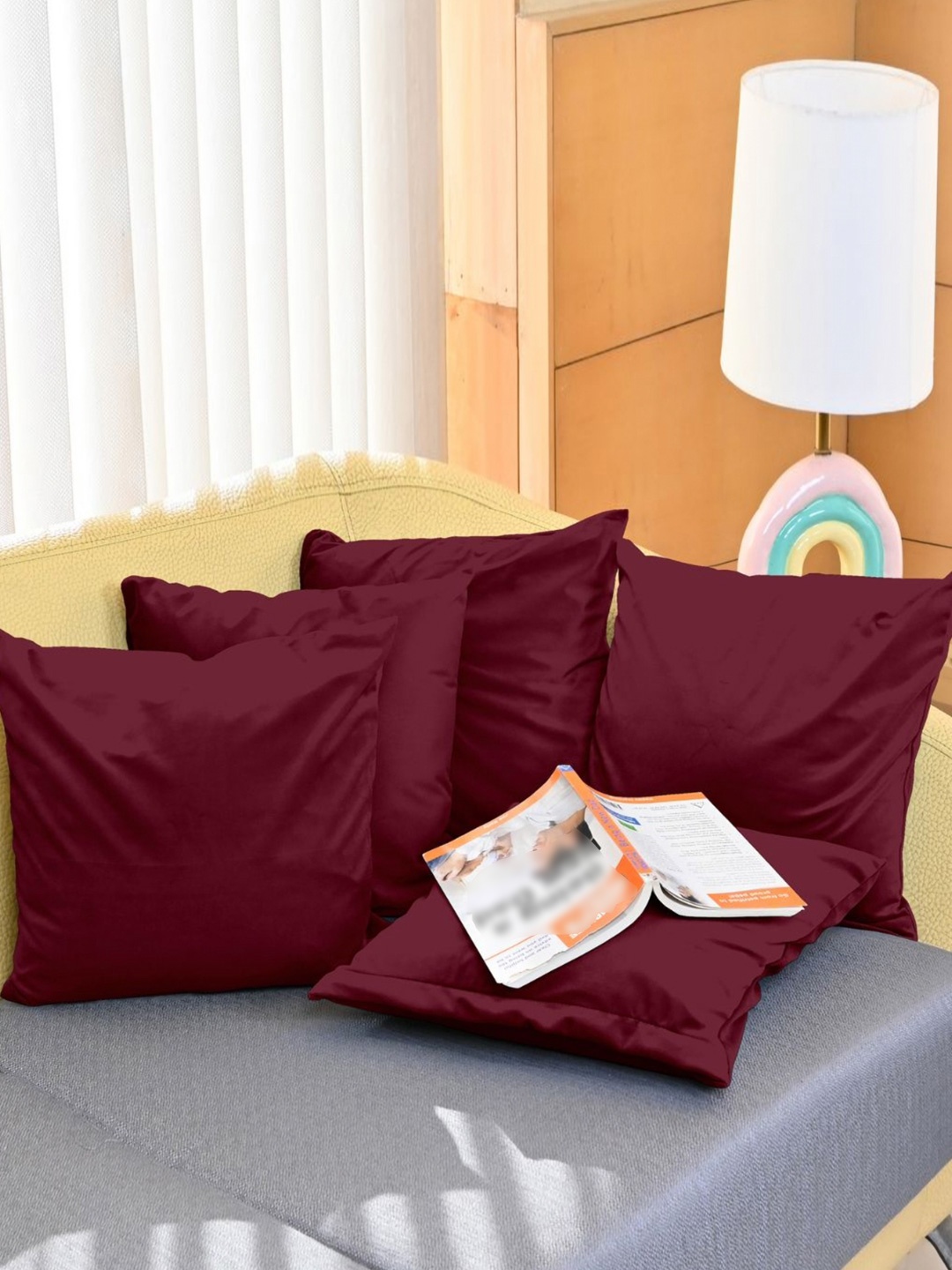 

Divine Casa Maroon 5 Pieces Velvet Square Cushion Covers