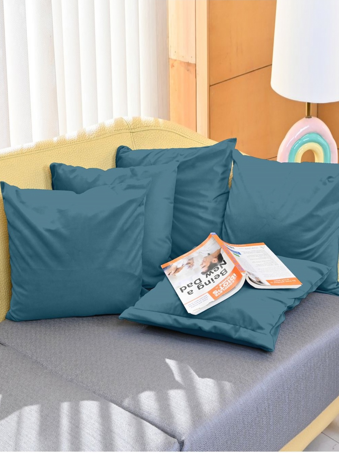 

Divine Casa Blue 5 Pieces Velvet Square Cushion Covers