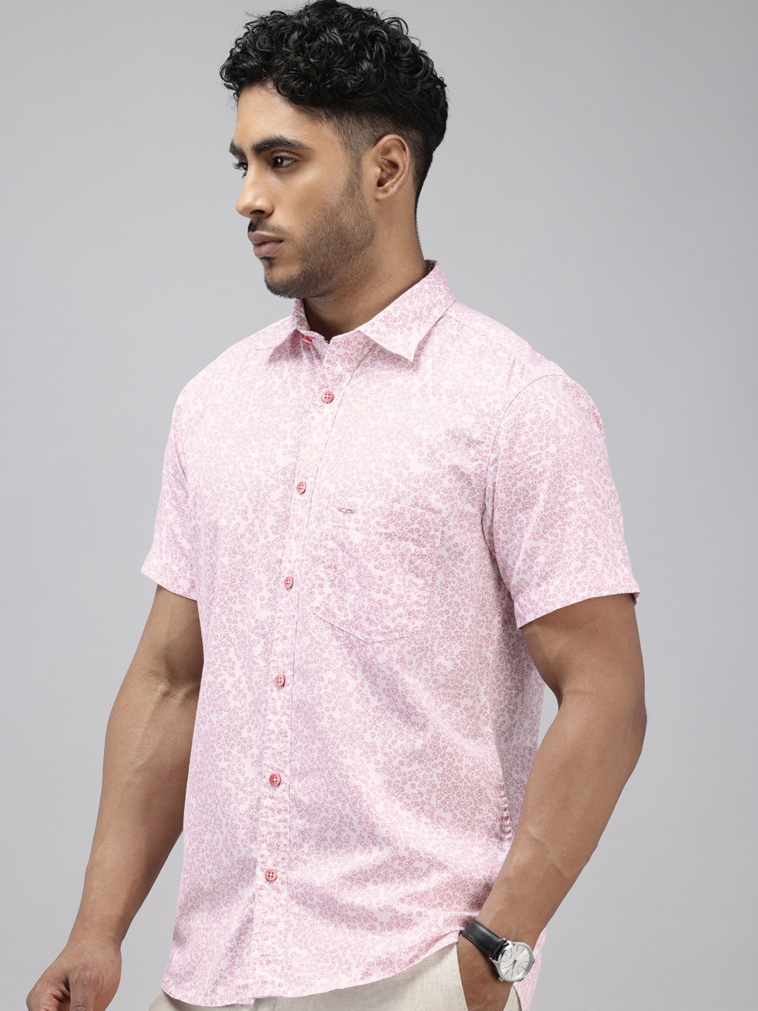 

ColorPlus Pure Cotton Micro Ditsy Printed Casual Shirt, Red