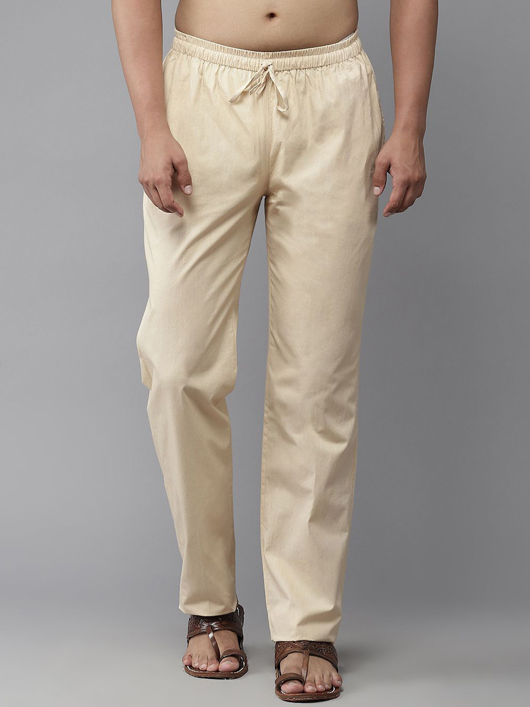 

MULTI SHADES Men Pure Cotton Ethnic Pyjamas, Beige