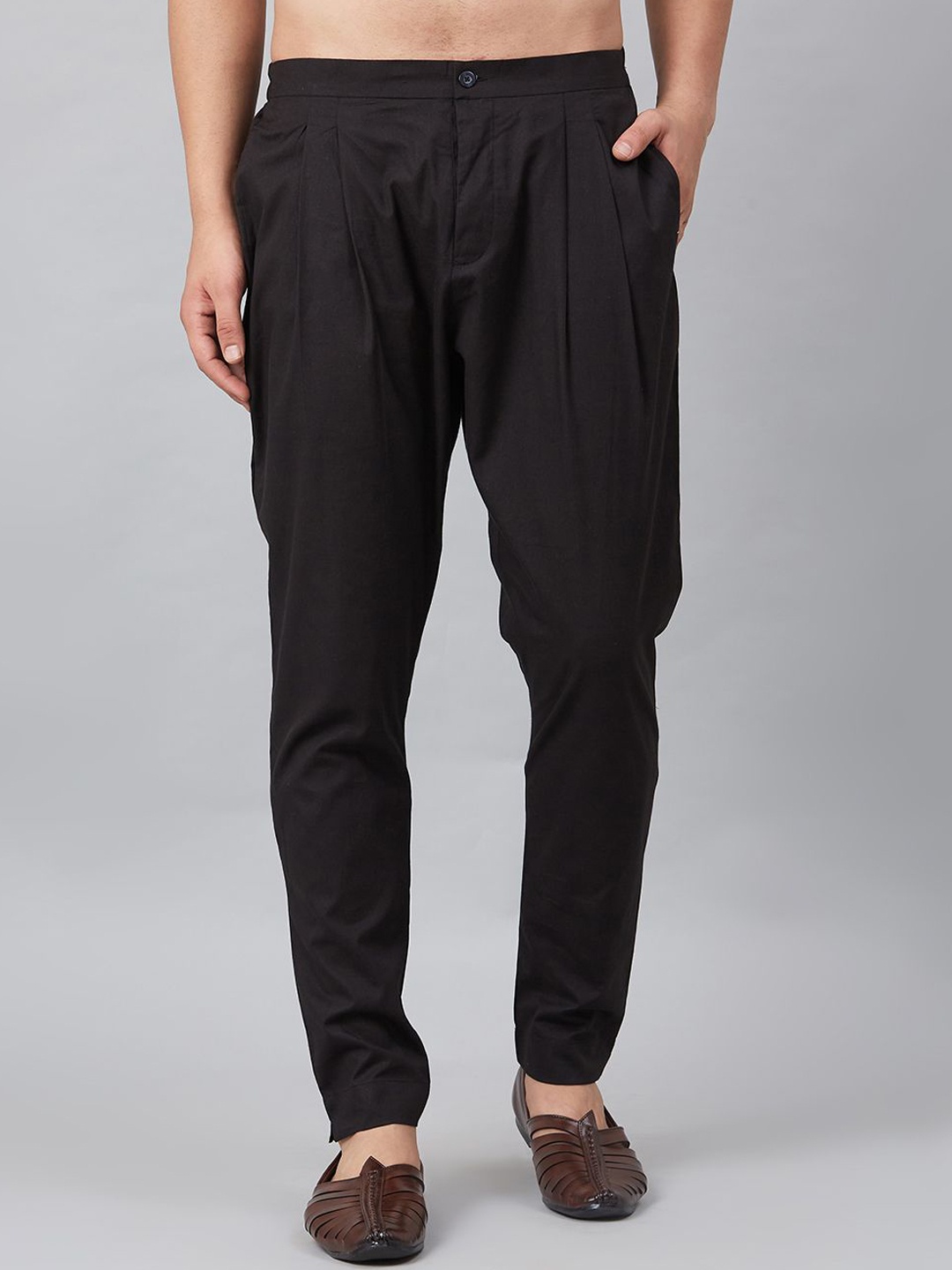 

MULTI SHADES Men Pure Cotton Trouser Style Pyjamas, Black