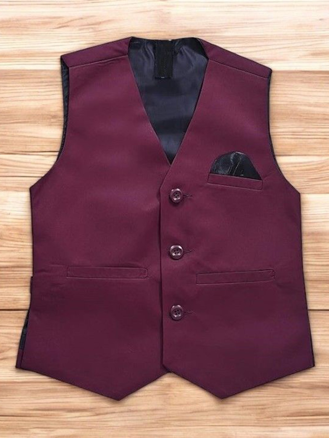 

Eliq Boys V Neck Sleeveless Corduroy Weave Cotton Silk Waistcoat, Maroon