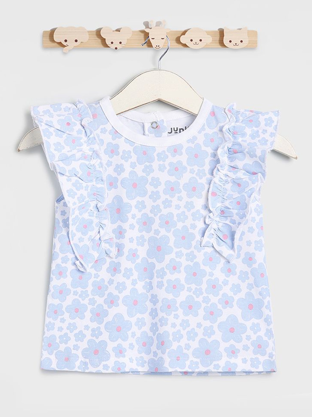 Juniors by Babyshop Girls Floral Printed Cotton T-shirt, White