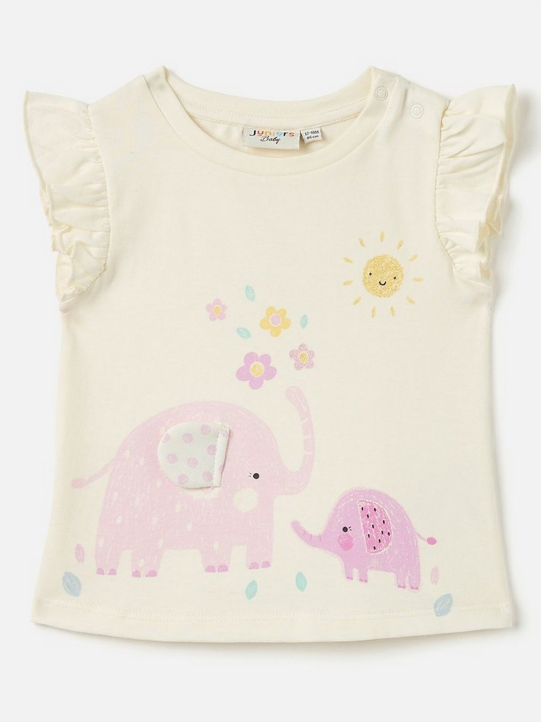 

Juniors by Babyshop Girls Graphic Printed Cotton T-shirt, Beige