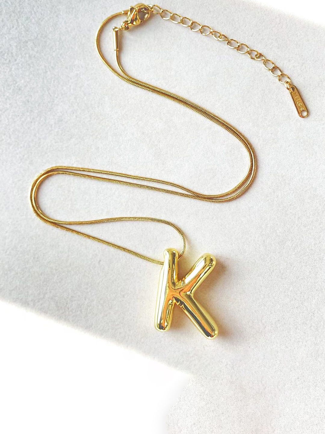 

DIVASTRI Gold-Plated Anti-Tarnish K Initial Alphabet Stainless Steel Pendant With Chain