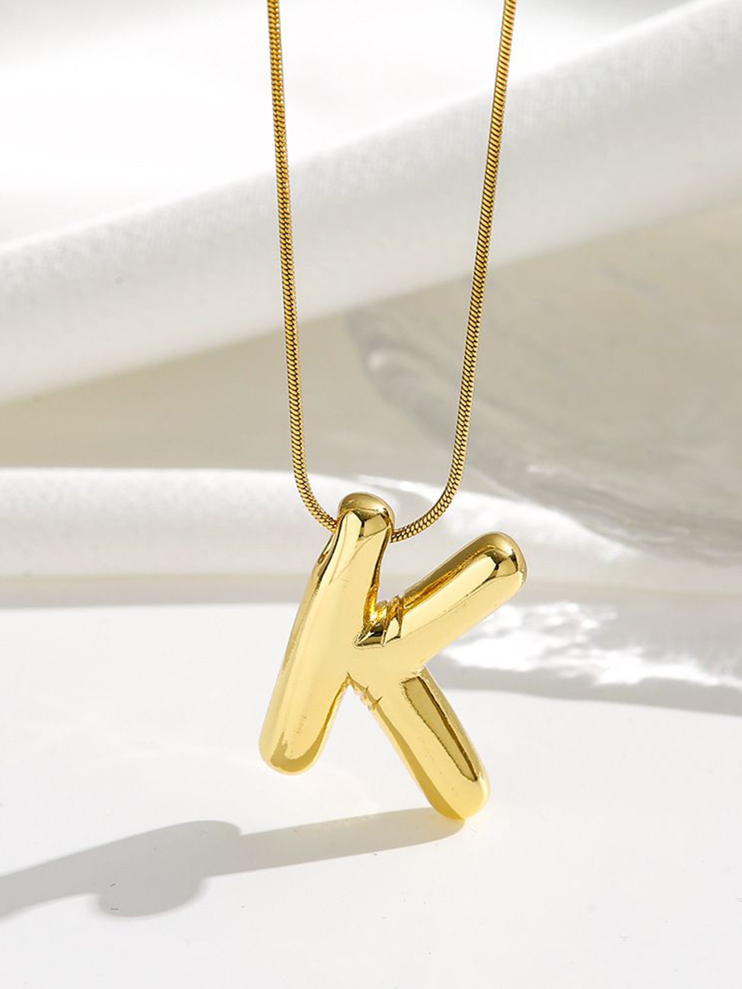 

DIVASTRI Gold-Plated Anti-Tarnish K Initial Alphabet Stainless Steel Pendant With Chain