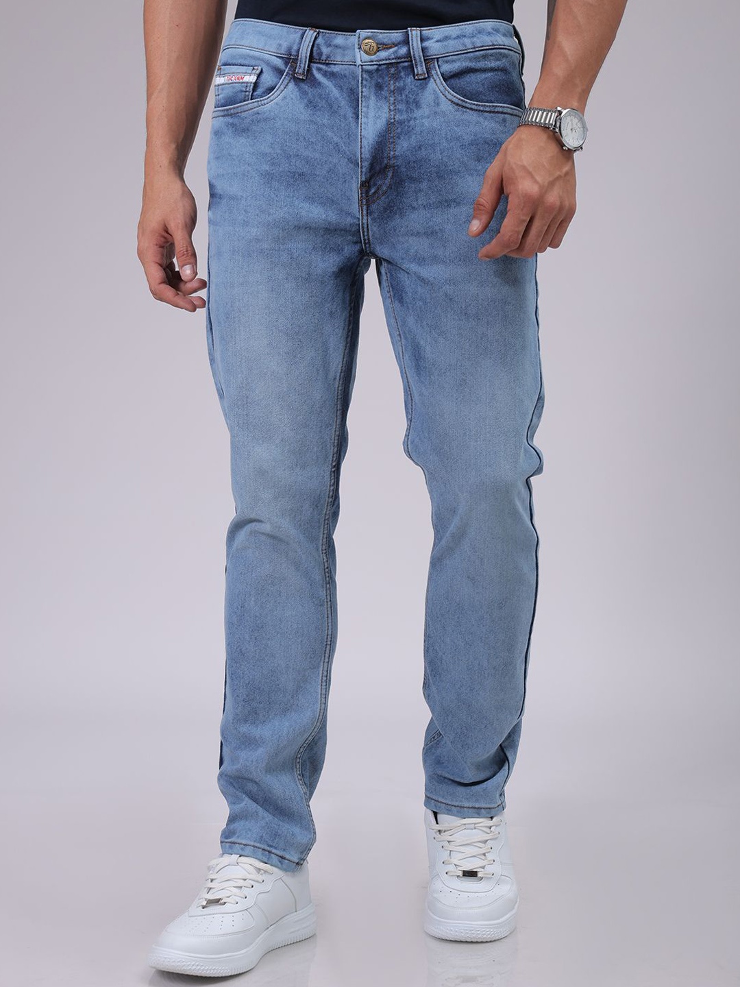 

The Indian Garage Co Men Slim Fit Heavy Fade Jeans, Blue