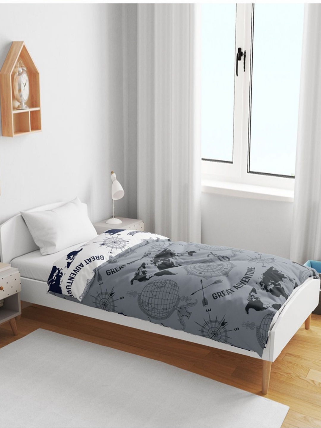 

Divine Casa Grey Printed Microfiber Reversible AC Room 120 GSM Single Bed Blanket