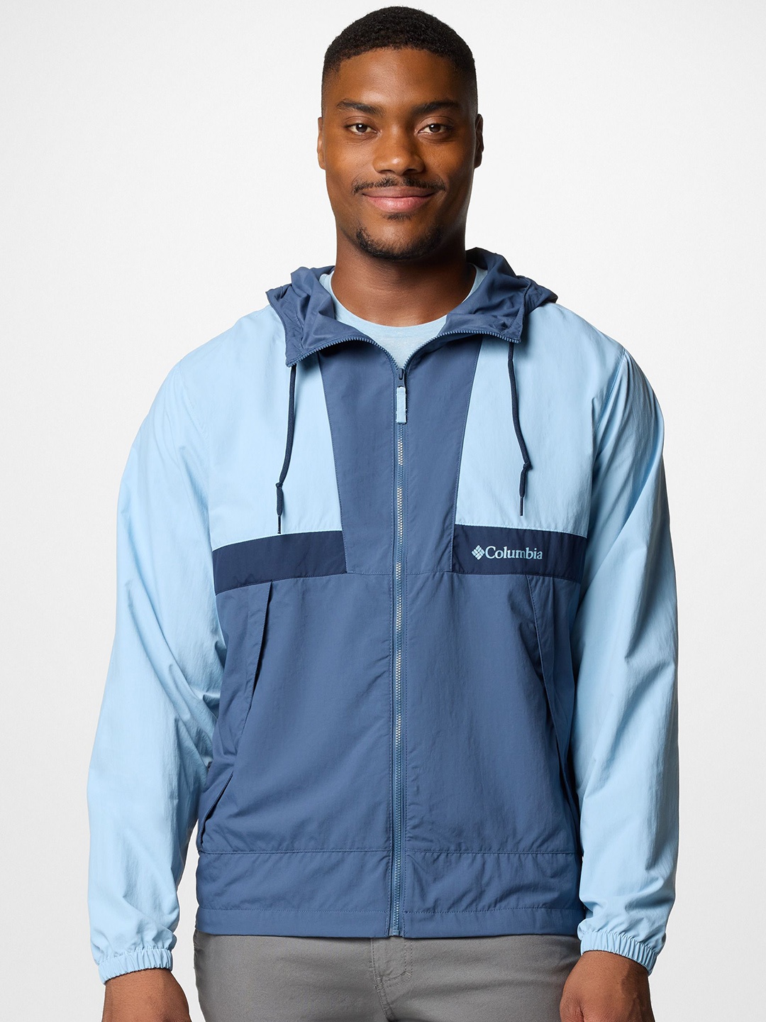 

Columbia Omni-Shield Spire Valley Hooded Wind & Water Resistant Rain Jacket, Blue
