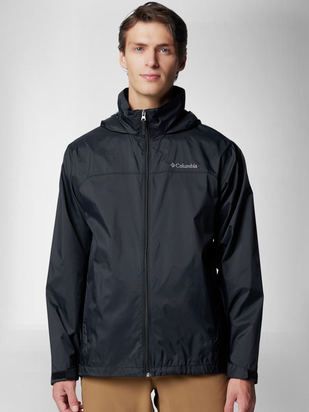 

Columbia Glennaker Lake II Brand Logo Printed Hooded Rain Jacket, Black