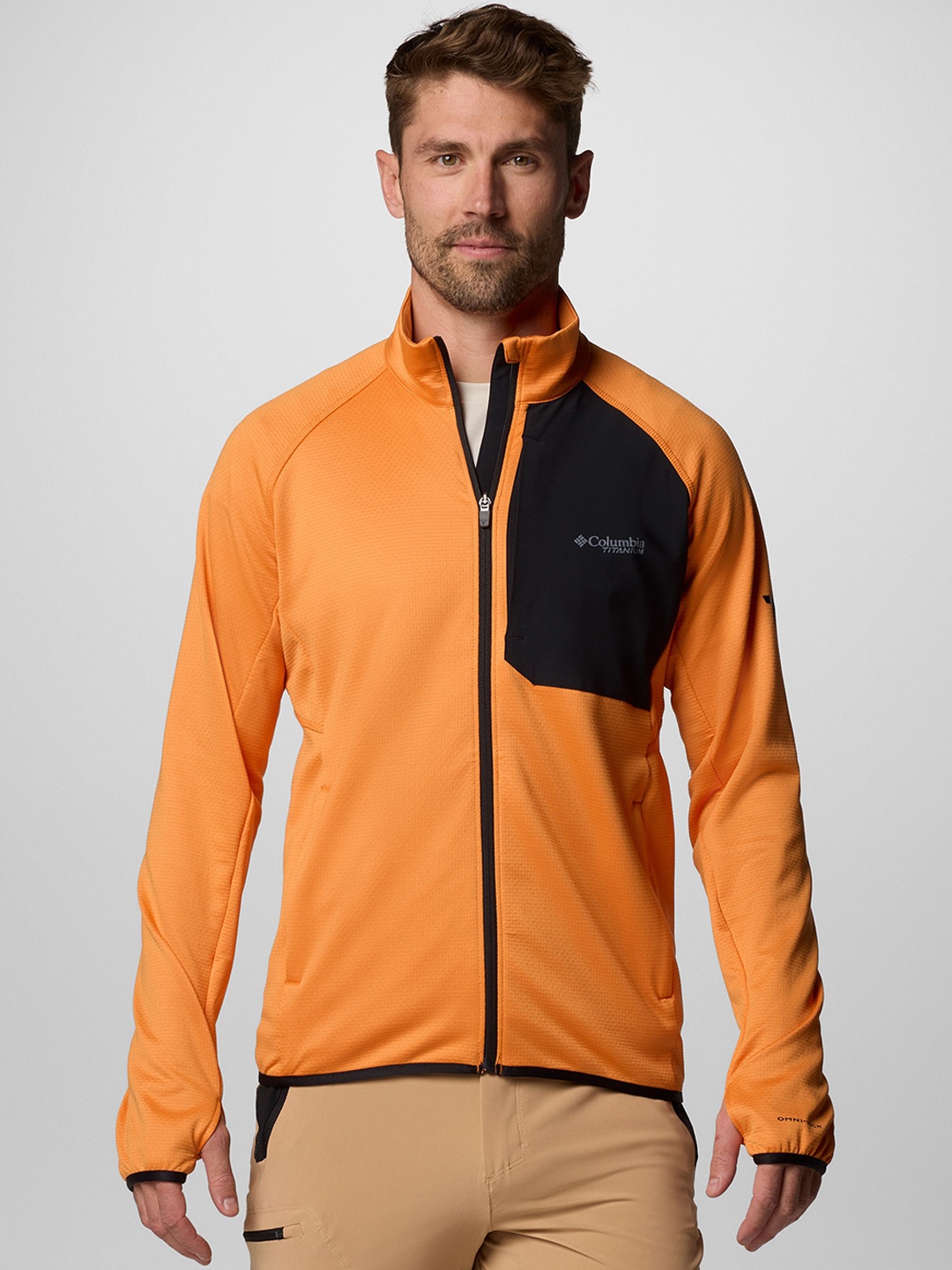 

Columbia Men Mock Collar Colourblocked Lightweight Sporty Jacket, Orange