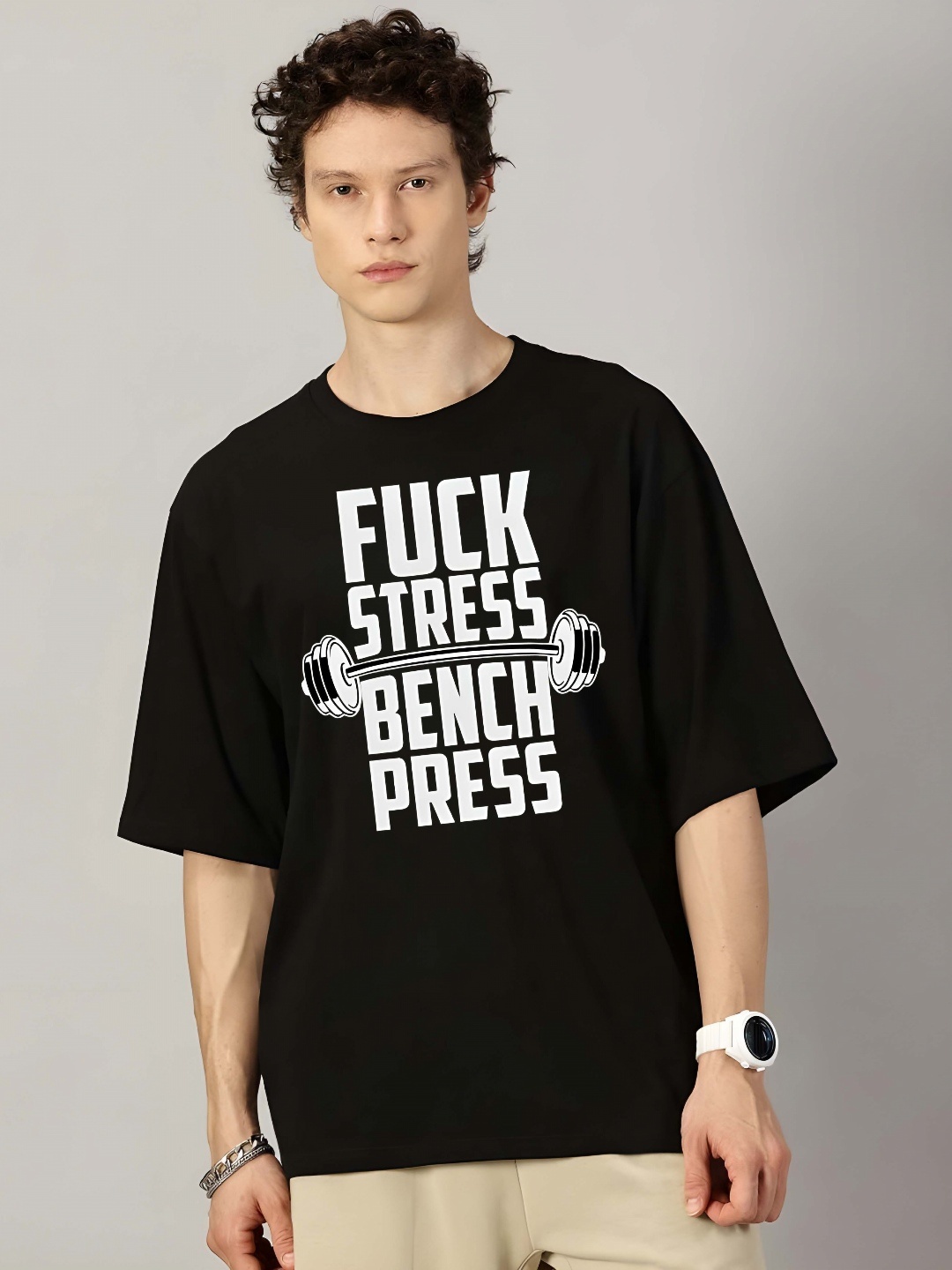 

KAIDO Men Drop-Shoulder Sleeves Pure Cotton T-shirt, Black