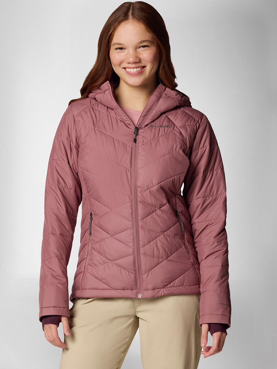 

Columbia Women Hooded Solid Sports Lightweight Padded Jacket, Mauve