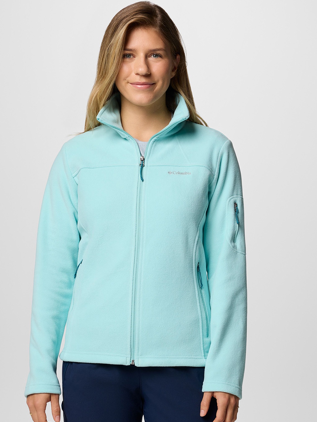 

Columbia Women Mock Collar Solid Sports Lightweight Tailored Jacket, Turquoise blue