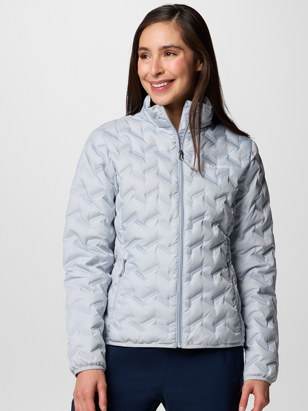 

Columbia Women Mock Collar Solid Sports Lightweight Puffer Jacket, Blue