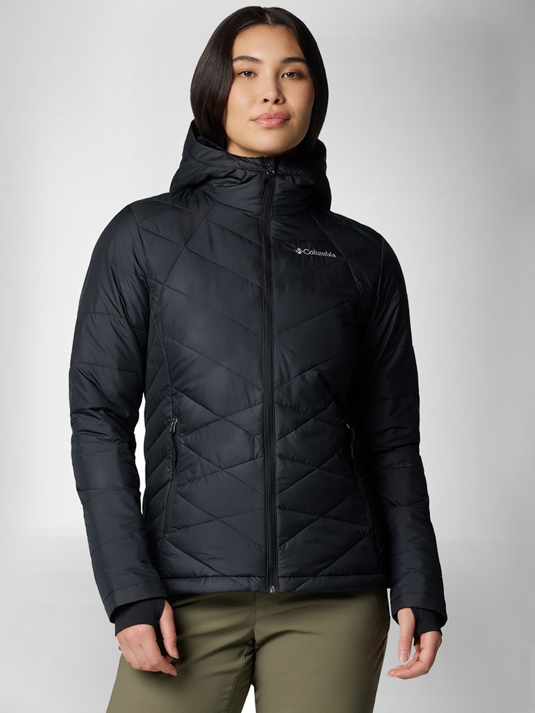 

Columbia Women Hooded Solid Sports Lightweight Padded Jacket, Black