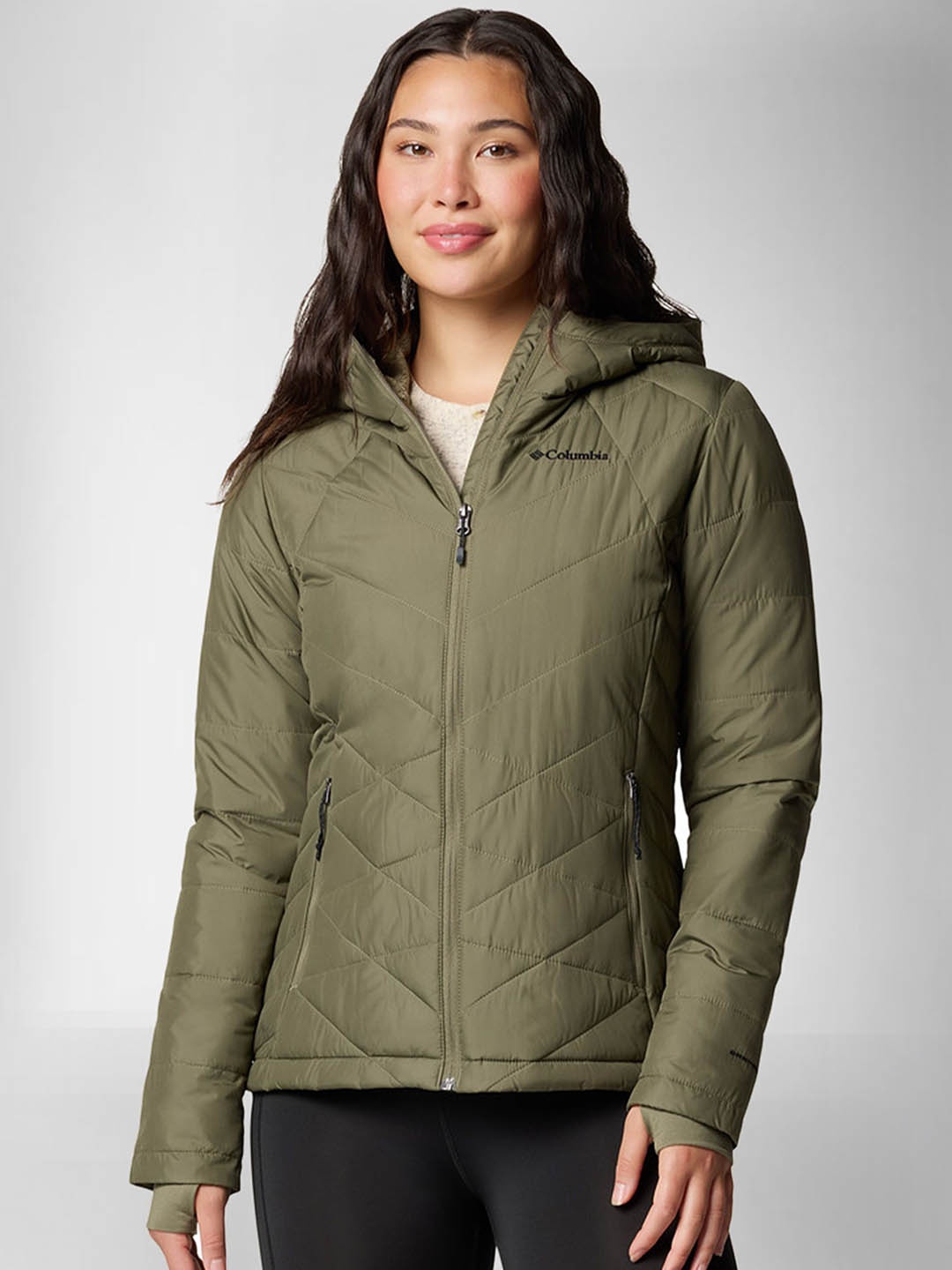 

Columbia Women Hooded Solid Sports Lightweight Tailored Jacket, Green
