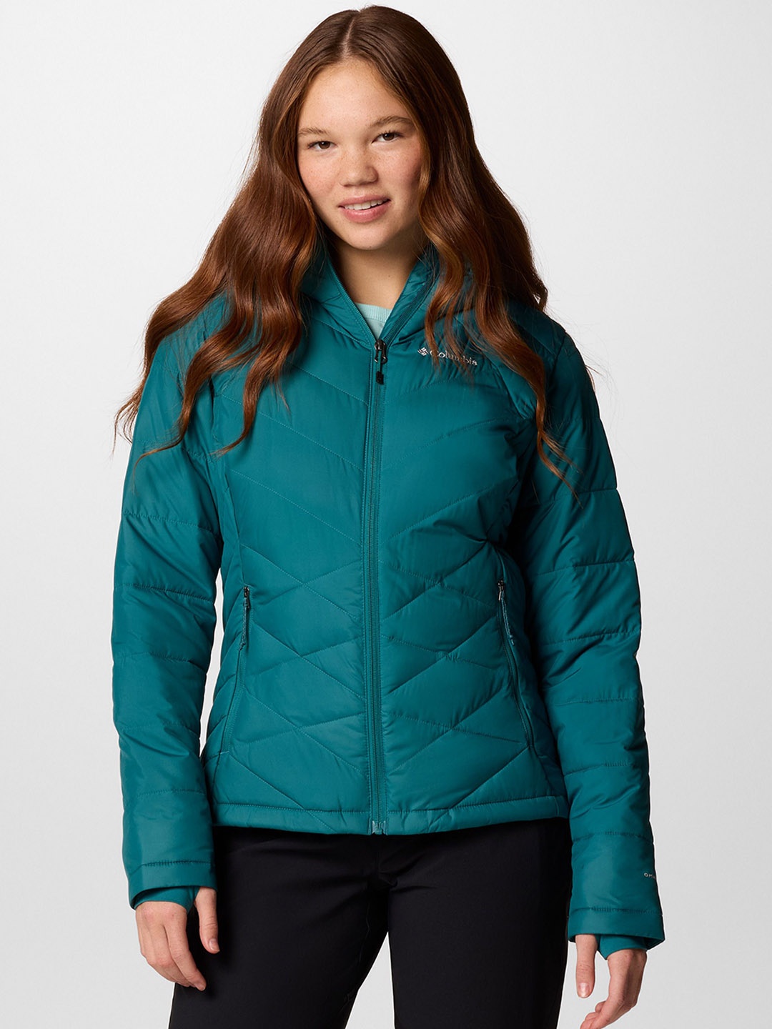 

Columbia Women Hooded Solid Casual Lightweight Padded Jacket, Teal
