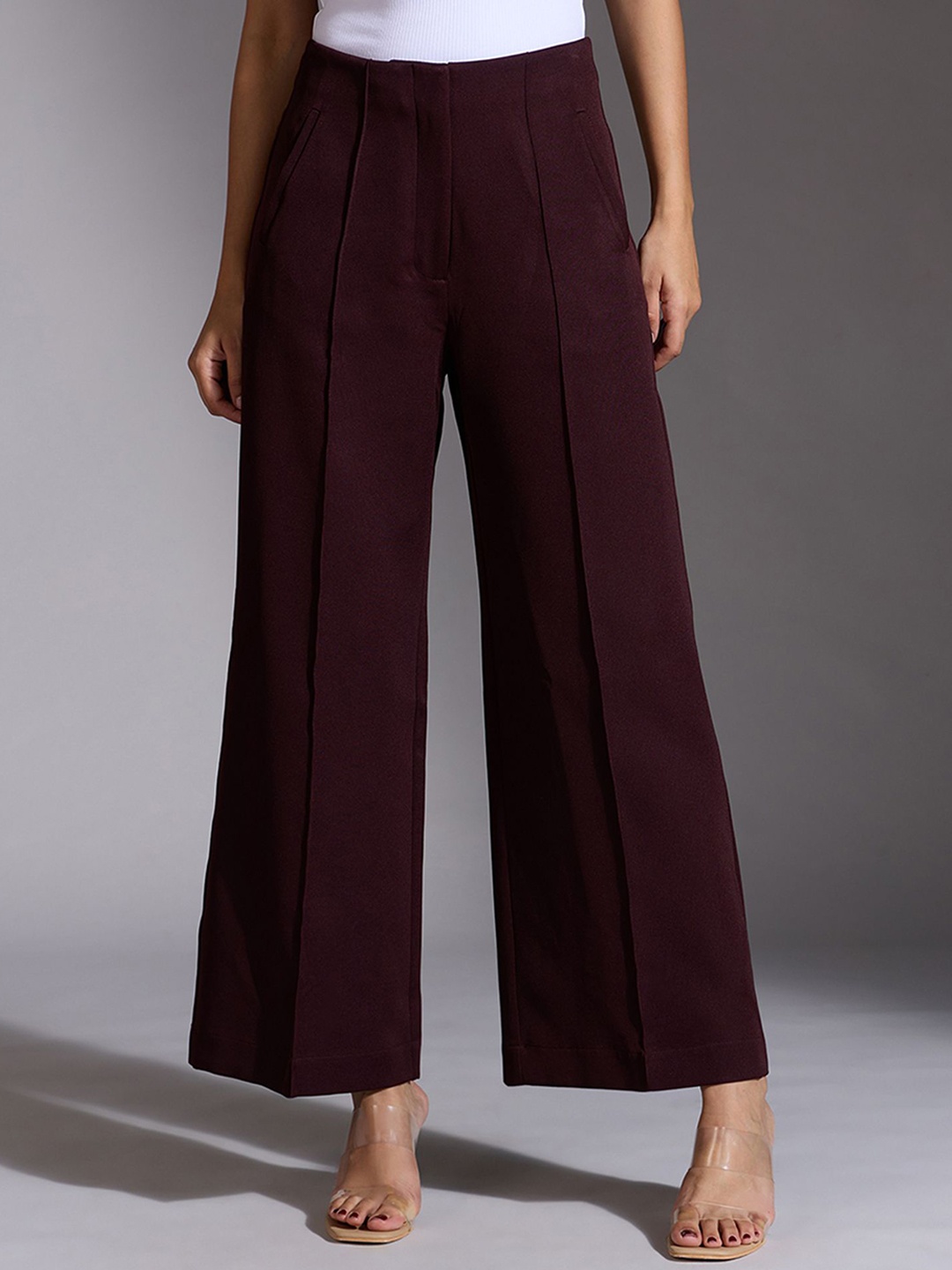

20Dresses Women High-Rise Pleated Wide Leg Trouser, Maroon