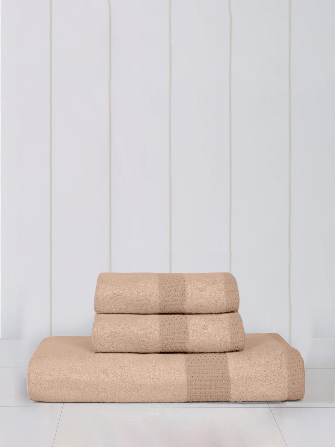 

Mulberry Living 3Pcs Coral Peach Solid Bamboo Bliss Set of 1 Bath & 2 Hand Towels