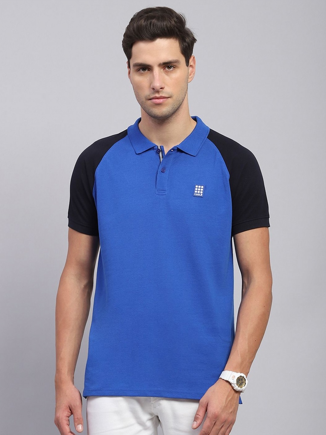 

rock.it Men Solid Polo Collar Pure Cotton T-shirt, Blue