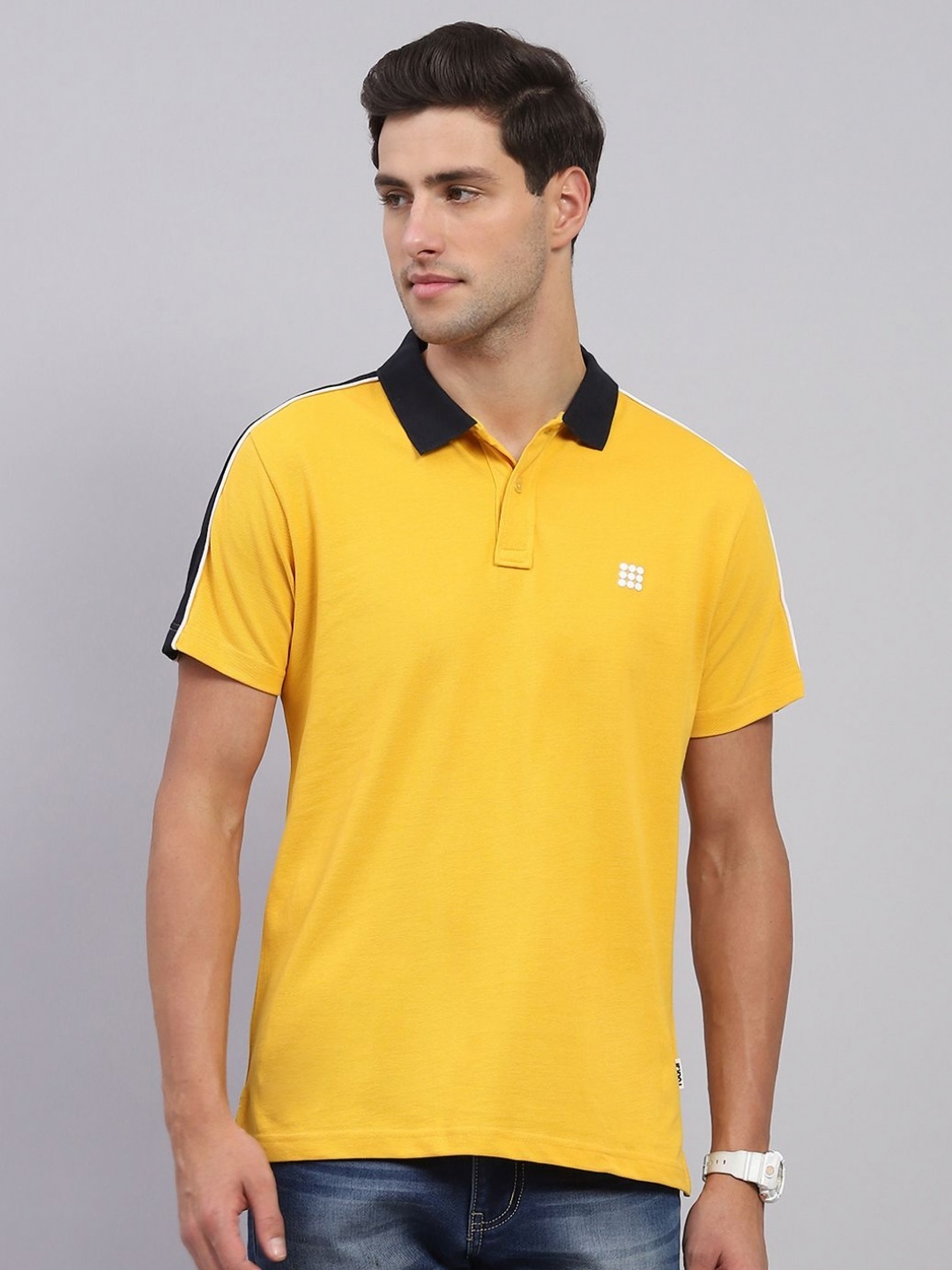 

rock.it Men Solid Polo Collar Pure Cotton T-shirt, Mustard
