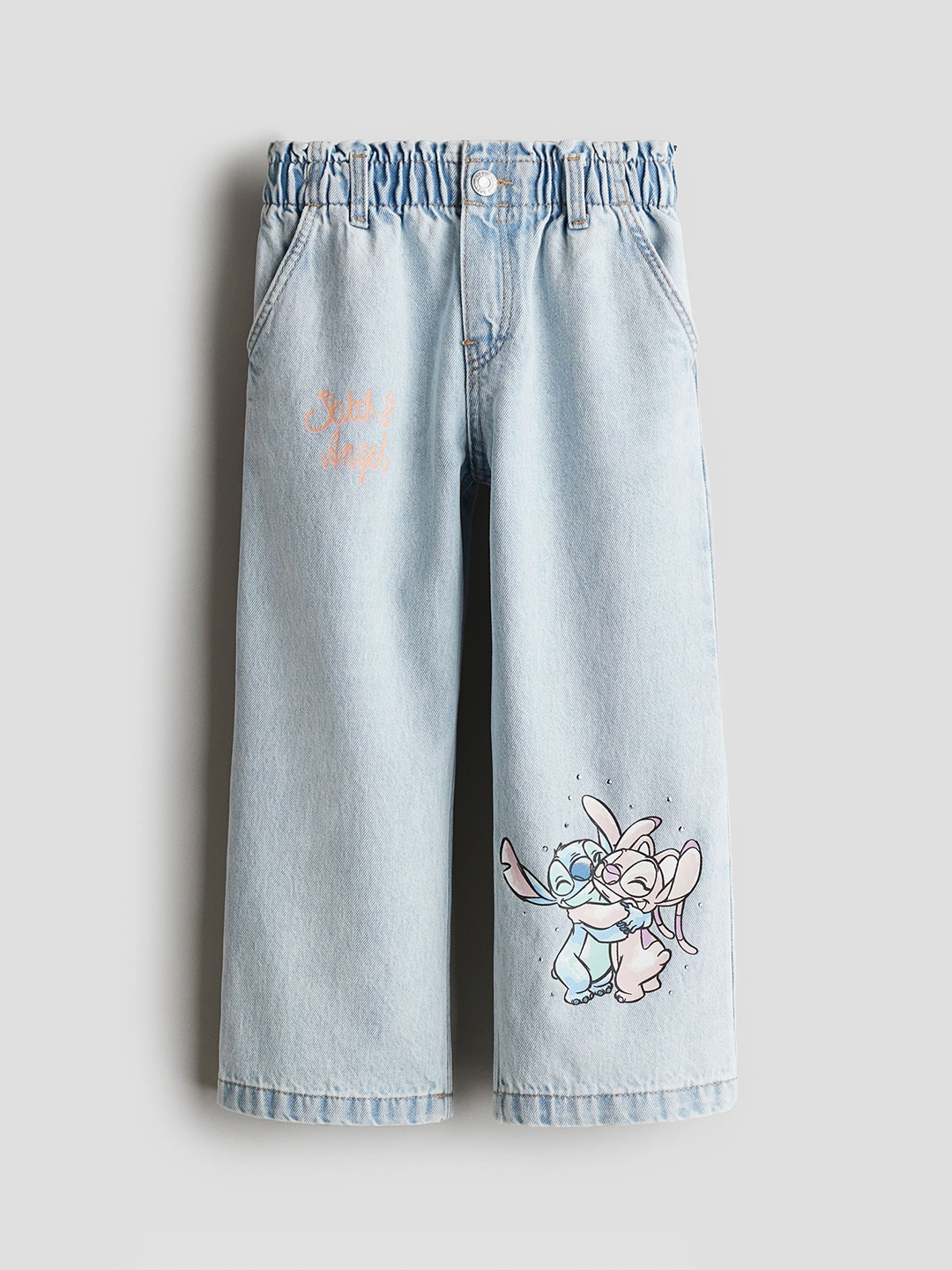 

H&M Motif-Detail Wide Leg Jeans, Blue
