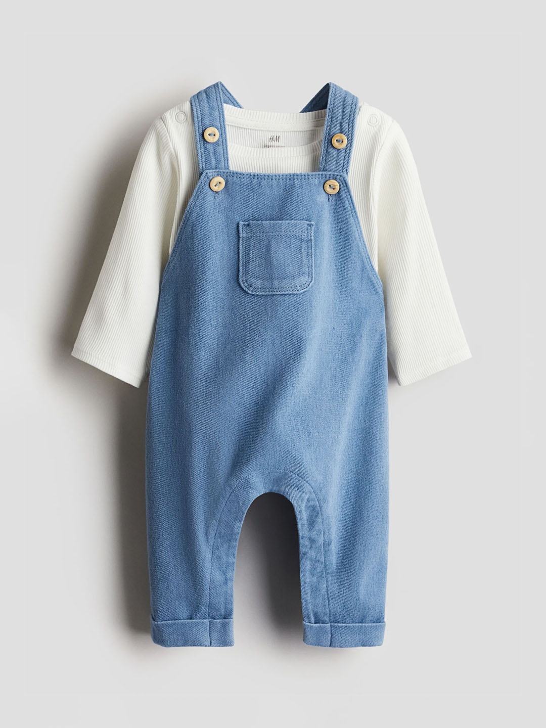 

H&M 2-Piece Dungarees & Bodysuit Set, Turquoise blue