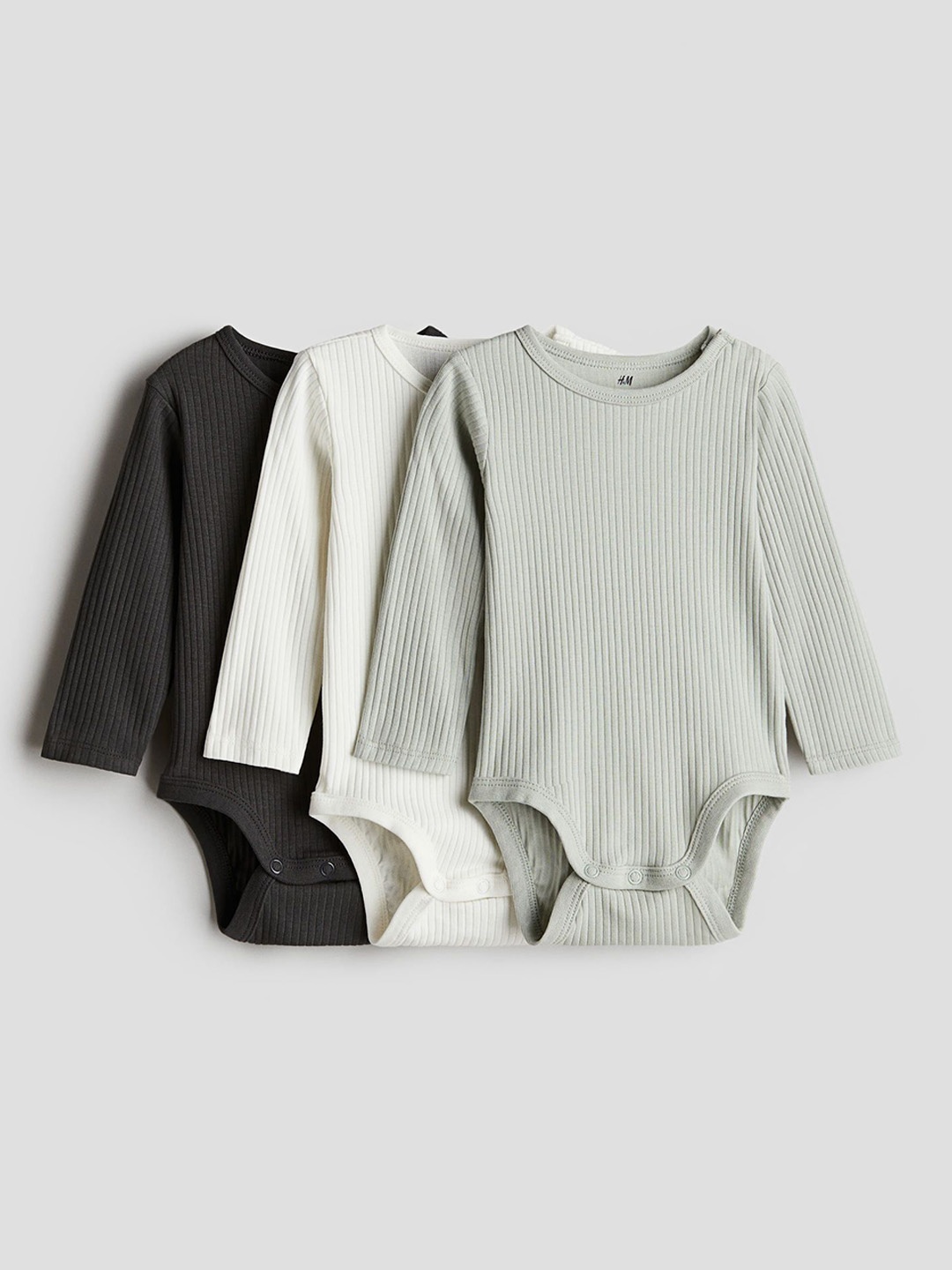 

H&M 3-Pack Ribbed Bodysuits, Green