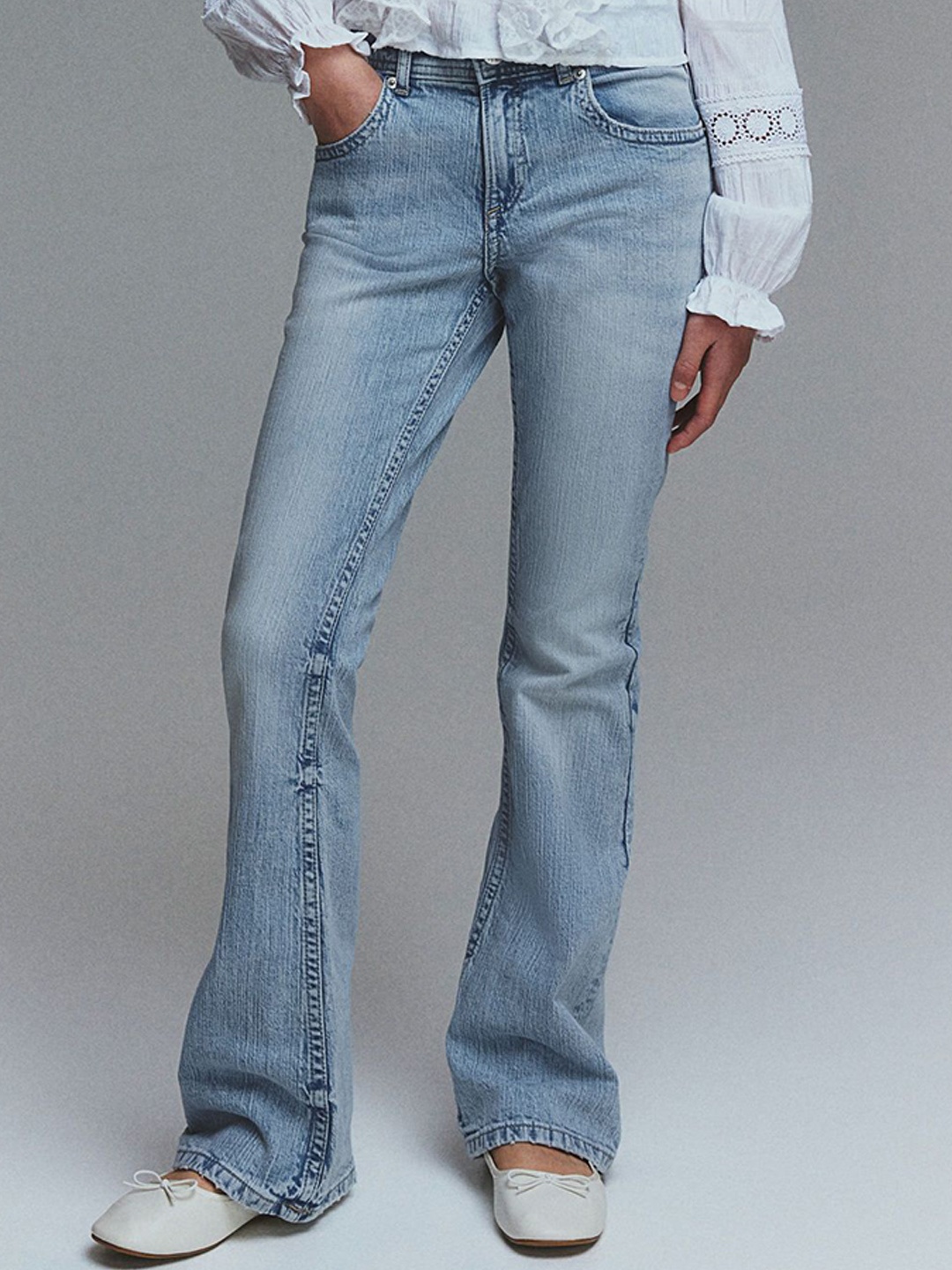 

H&M Flared Leg Low Jeans, Blue