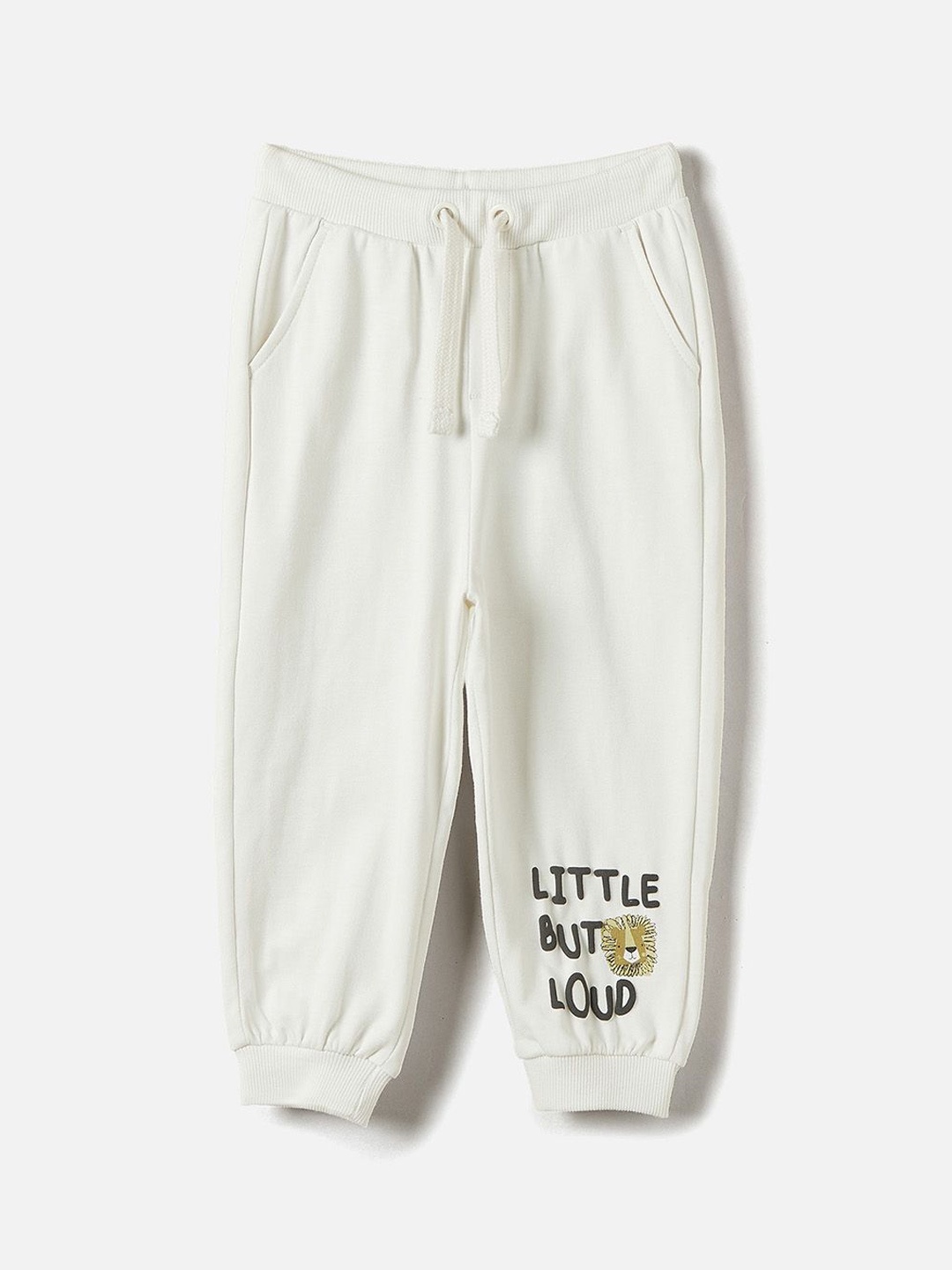 Juniors by Babyshop Boys Typography Printed Cotton Joggers, White