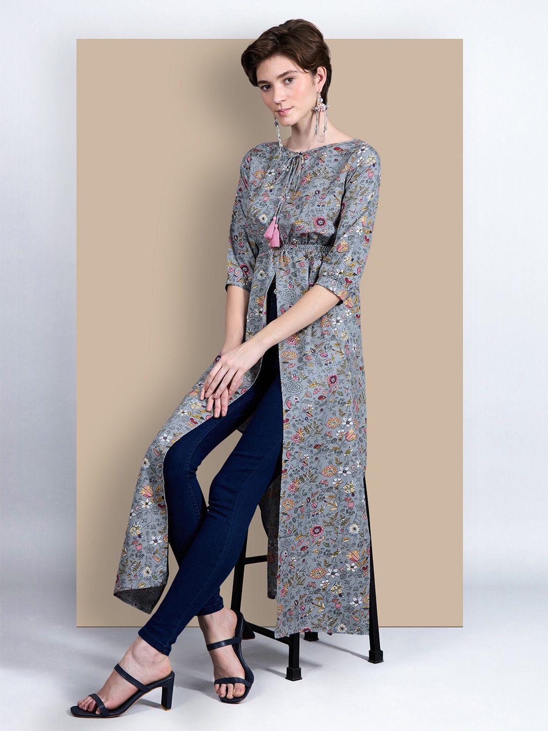 

Chemistry Women Floral Elasticated Maxi Work wear Top, Multi
