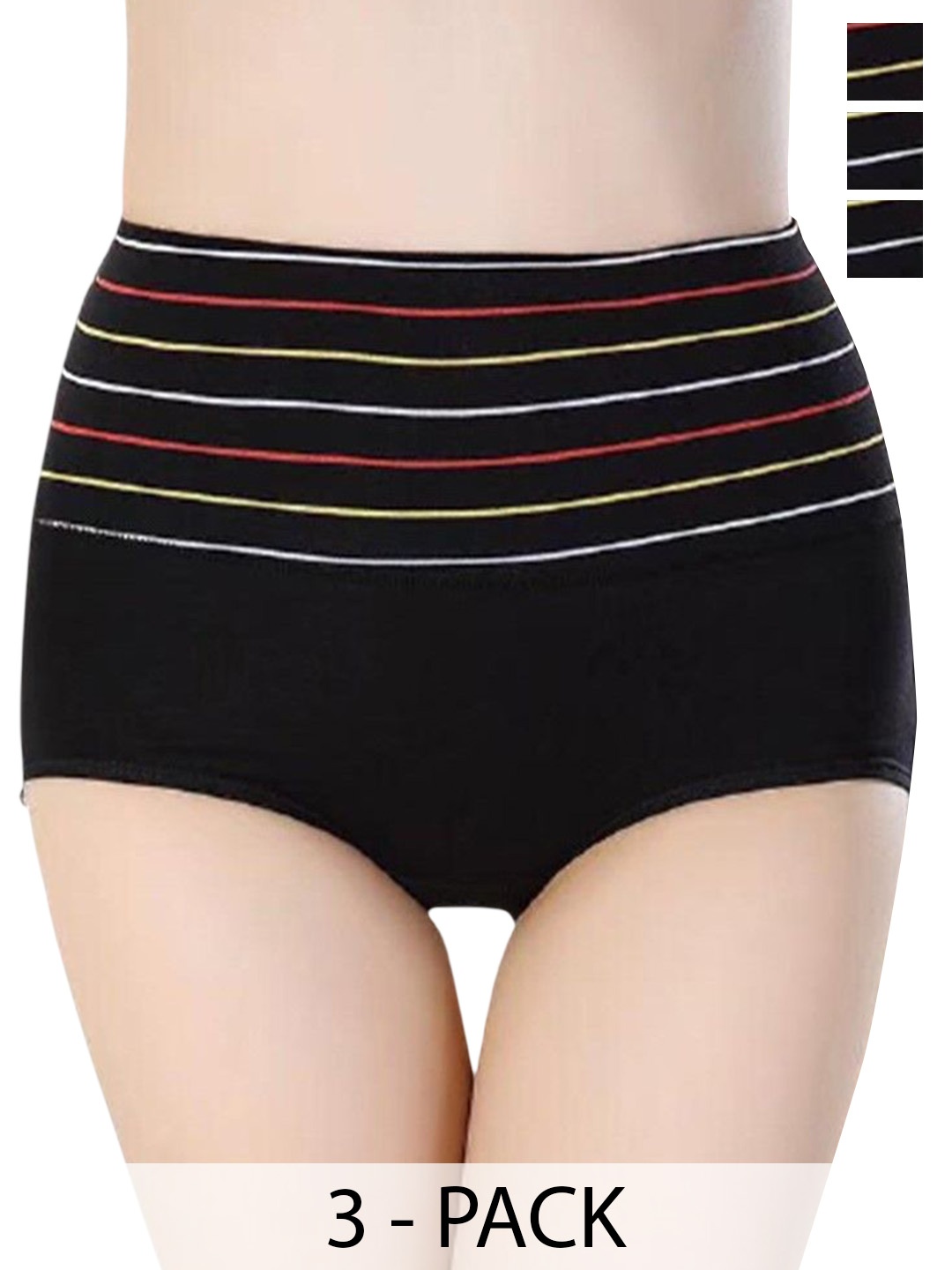 

SHREE GANESH FASHION Pack Of 3 High Rise Hipster Briefs - 2076 PO3 BBB-M, Black