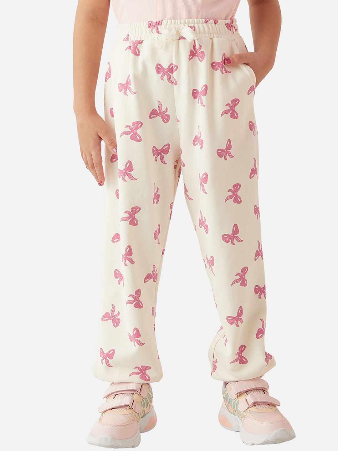

Juniors by Babyshop Girls Printed Regular Fit Cotton Track Pants, White