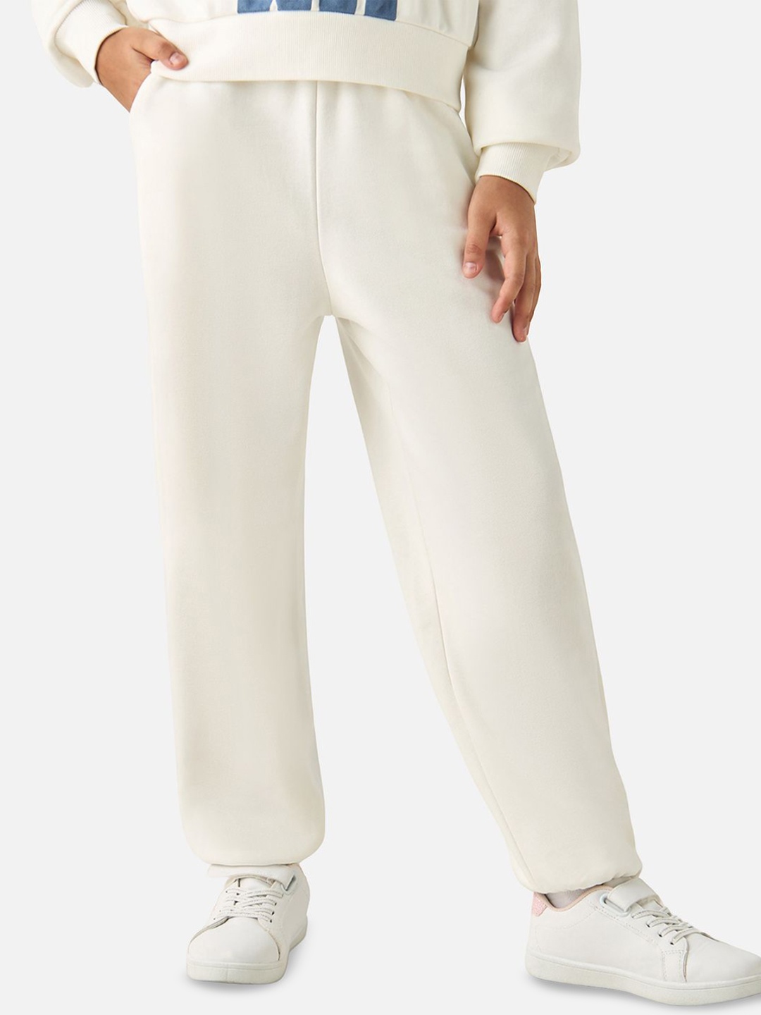 

Juniors by Babyshop Girls Cotton Solid Mid-Rise Joggers, White