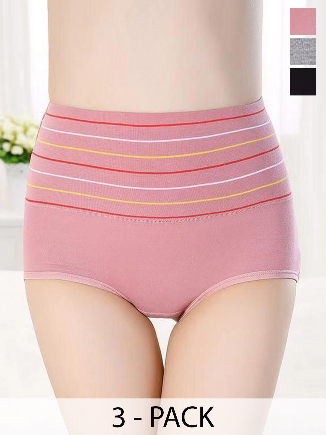 

SHREE GANESH FASHION Pack Of 3 High Rise Hipster Briefs2076 PO3 BGL-M, Black