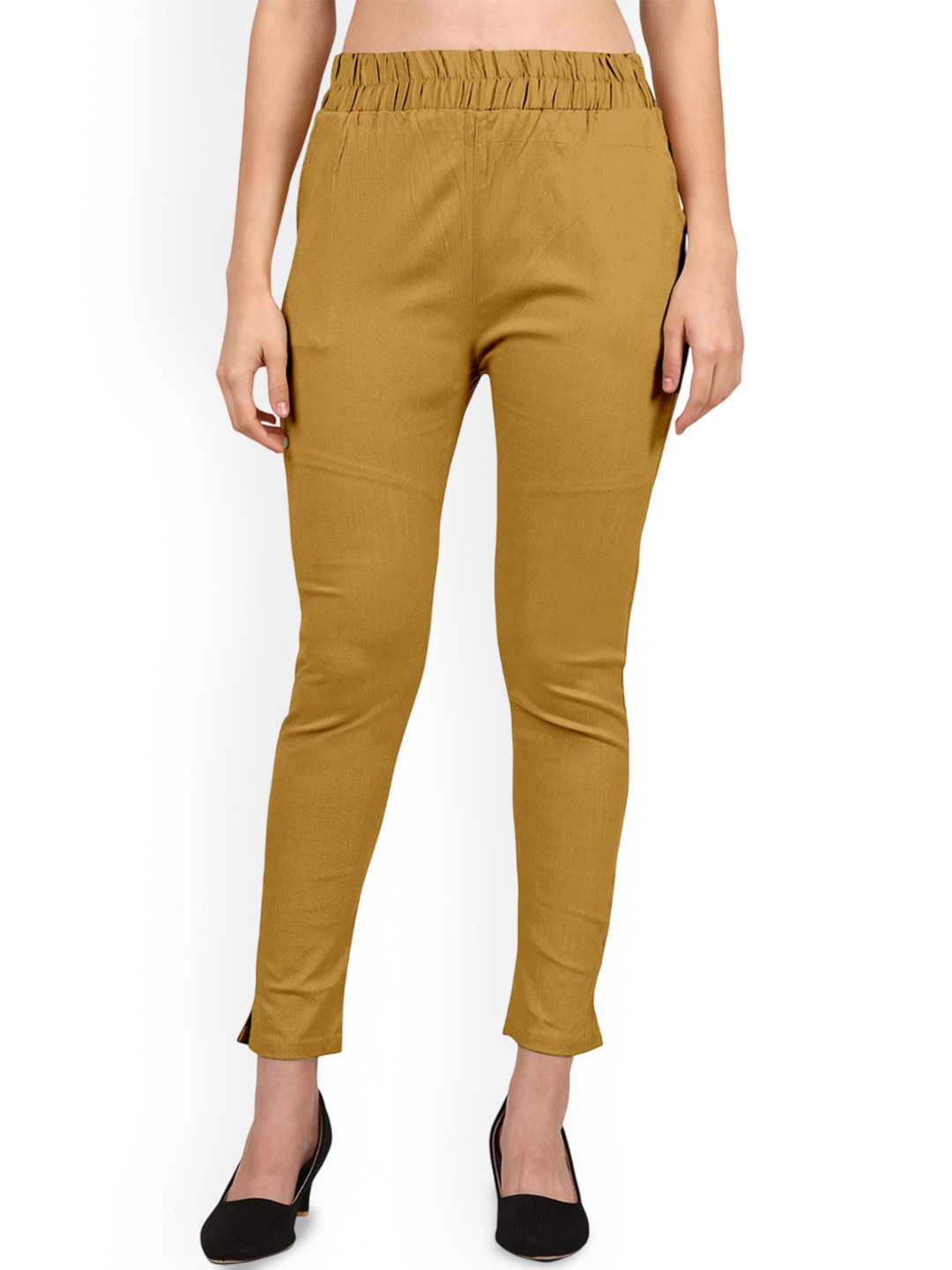 

Mehrang Women Relaxed Straight Leg Mid-Rise Cotton Trouser, Mustard