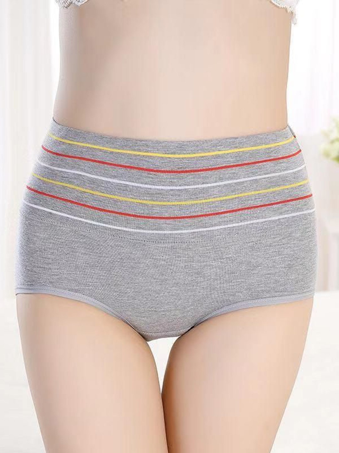 

SHREE GANESH FASHION Striped Cotton Hipster Briefs 2076-GRY_001-M, Grey