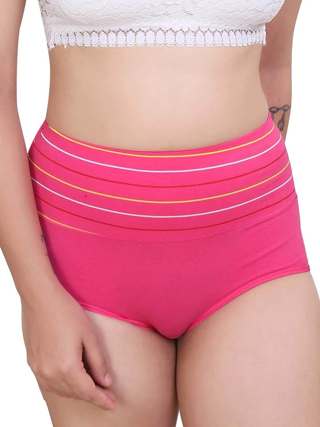 

SHREE GANESH FASHION Women Striped Cotton Hipster Briefs 2076-PK_001-M, Pink