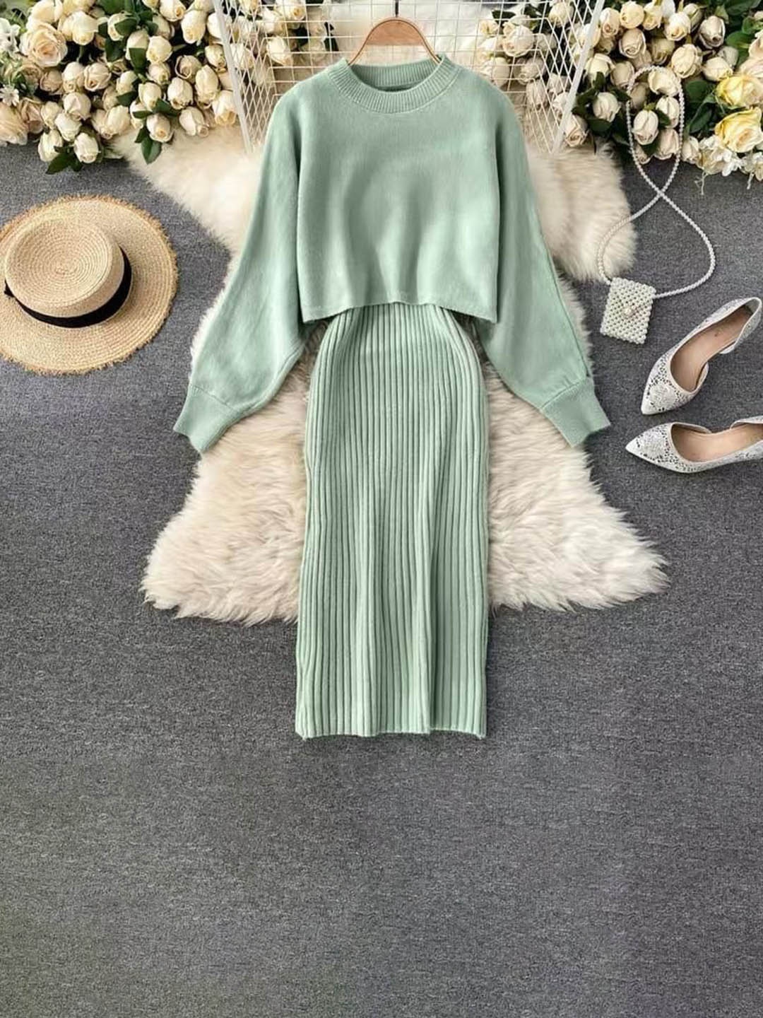 

Alamode By Akanksha Women Green Calisto Coord Set