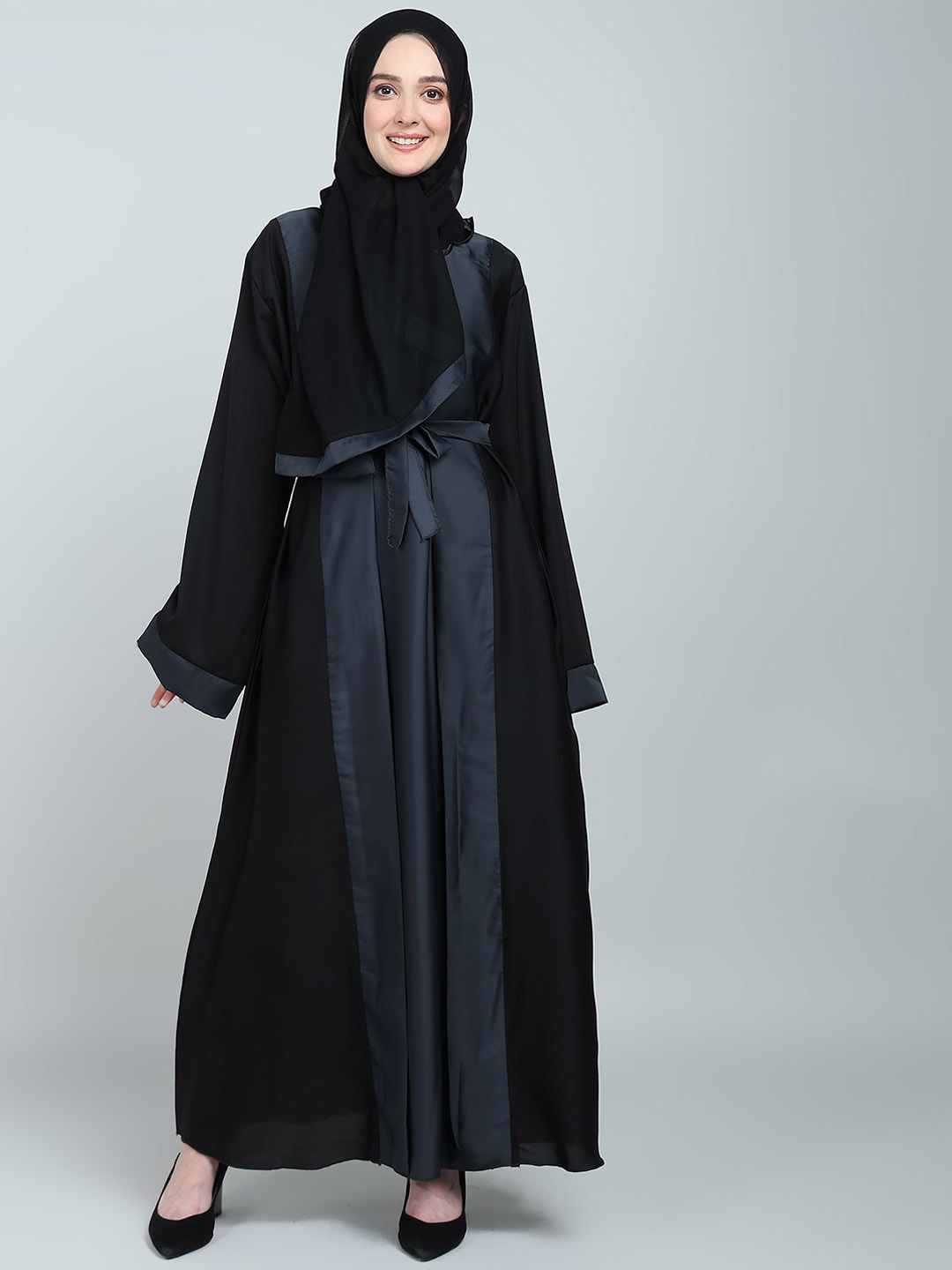 

BROKE BRAND Women colourblocked Abaya Burqa With Scarf, Blue