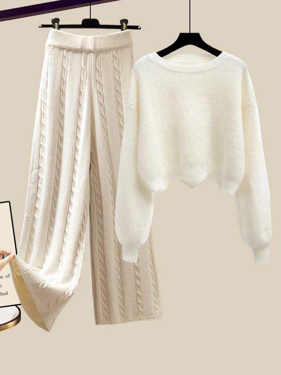 

Alamode By Akanksha Women White Meraki Woolen Coord Set