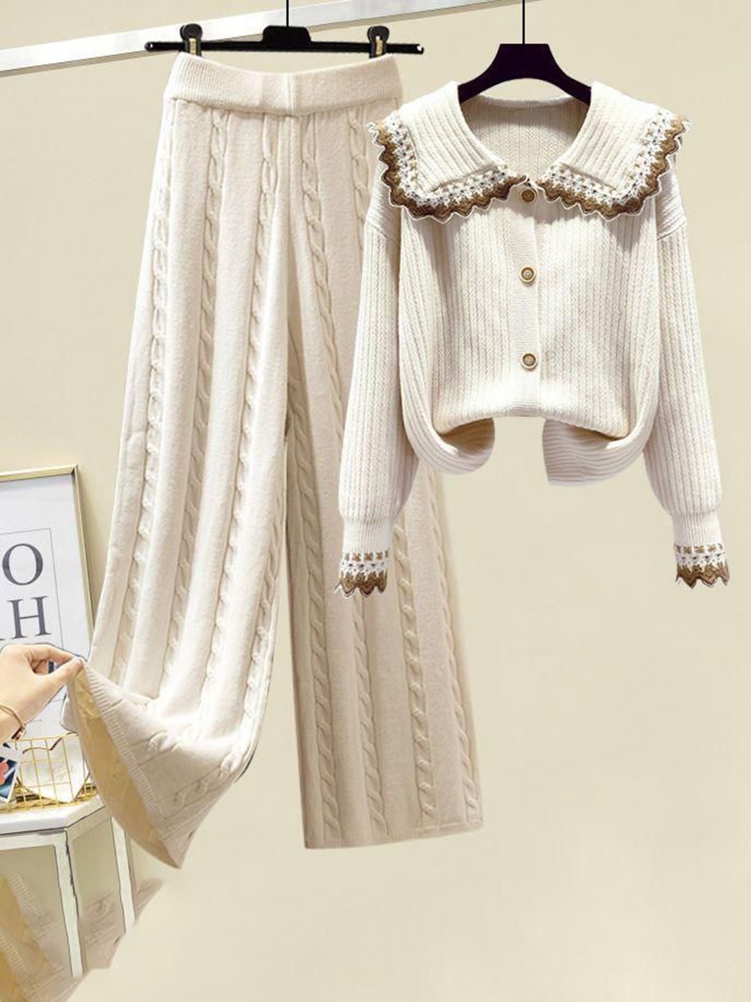 

Alamode By Akanksha Women Beige Jamey Woolen Coord Set