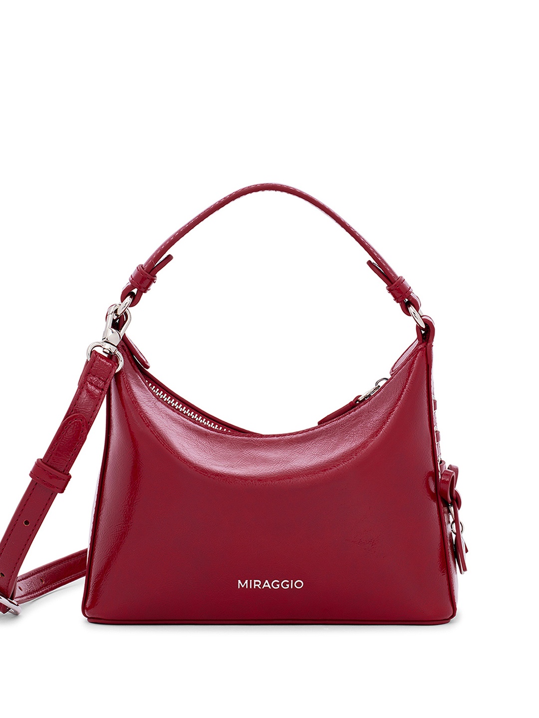 

MIRAGGIO Women Solid Shopper Hobo Bag, Red