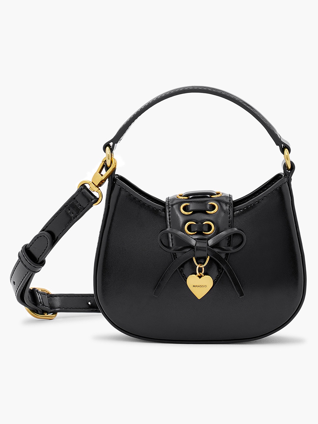 

MIRAGGIO Women Solid Structured Sling Bag, Black