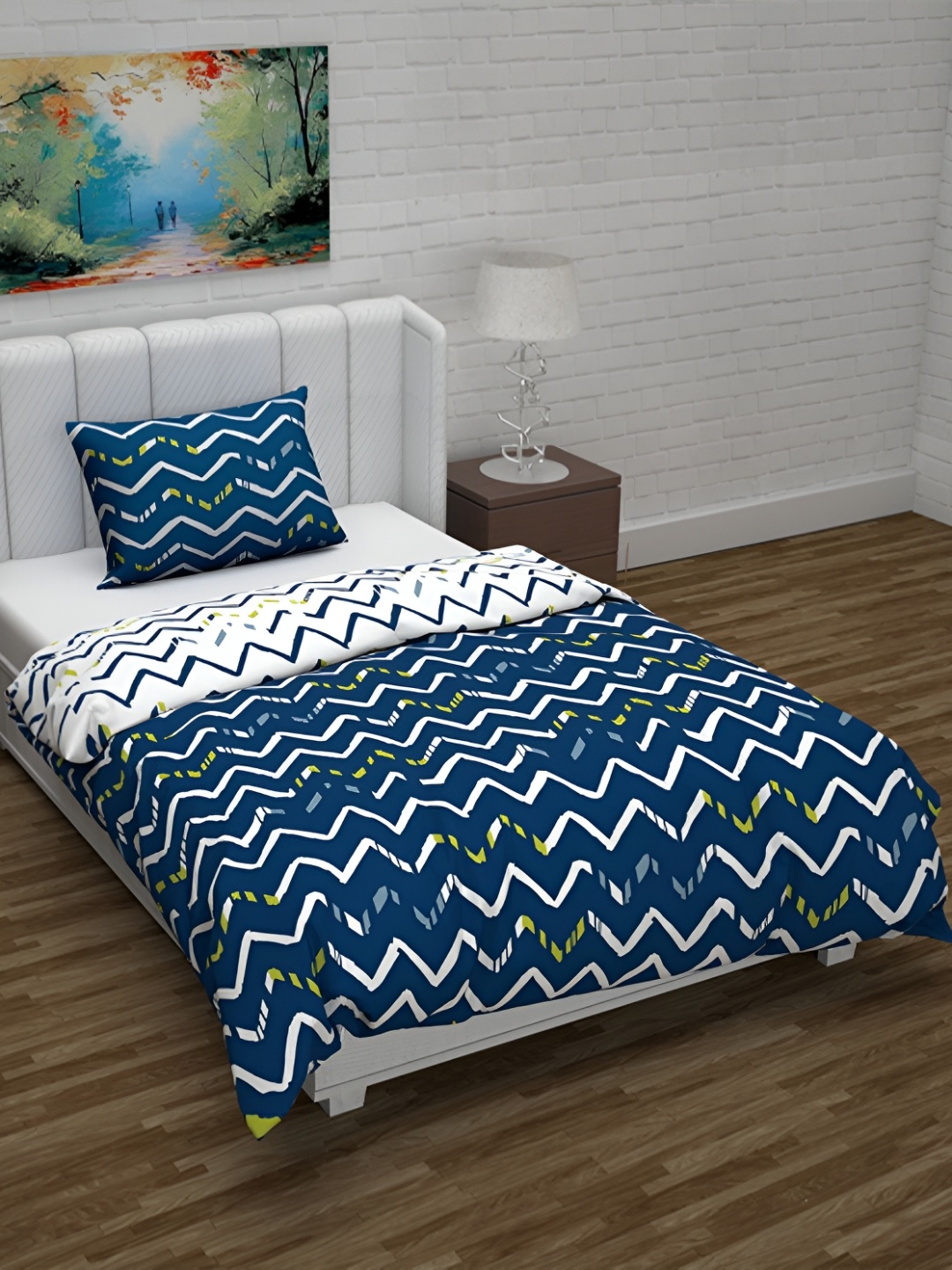 

Divine Casa Blue Abstract Printed Microfiber 120 GSM Single Size Reversible Duvet Cover