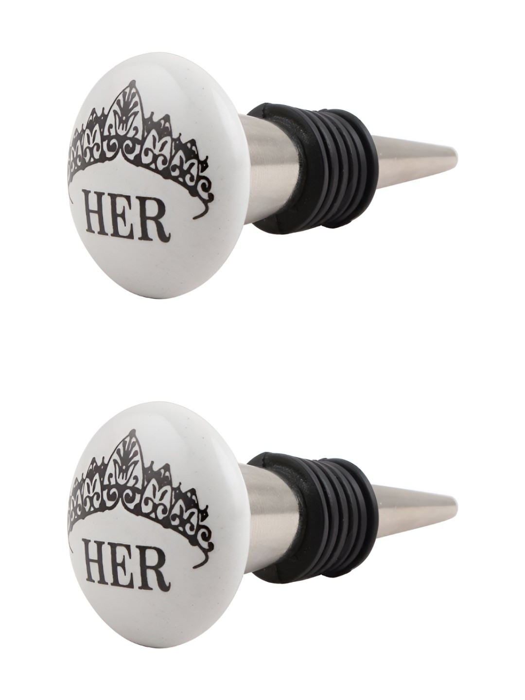 

Indianshelf White & Black 2 Pieces Printed Wine Bottle Stoppers