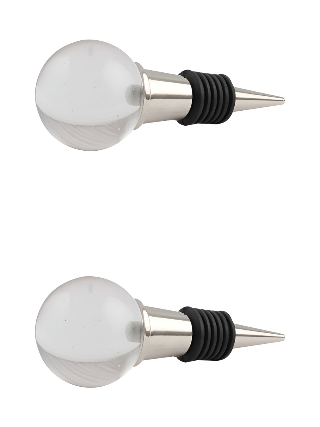 

Indianshelf Transparent & Black 2 Pieces Glass Round Bottle Stopper